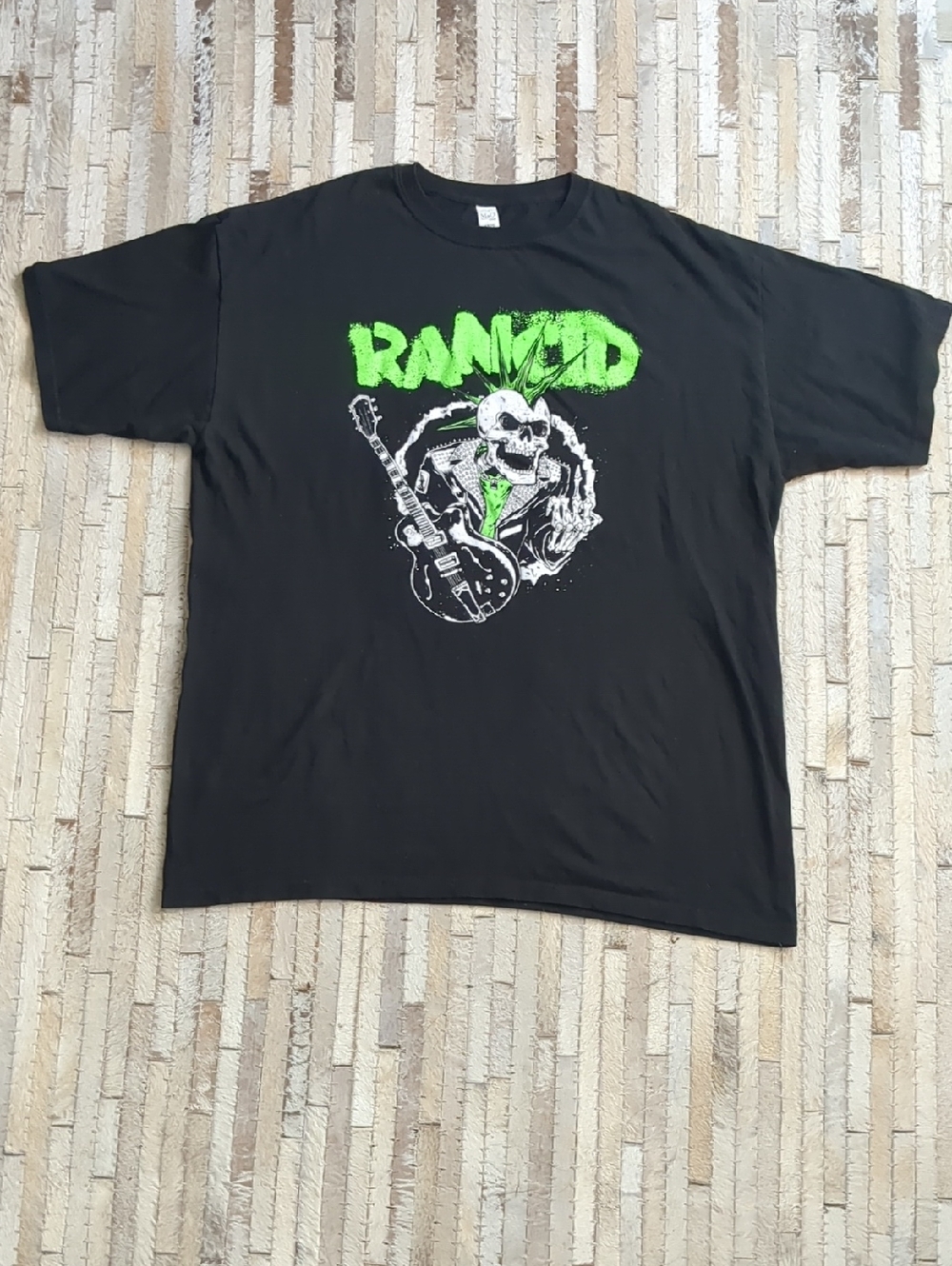 Rancid SkeleTim Guitar Punk Rock Band Men's XL Black T-Shirt